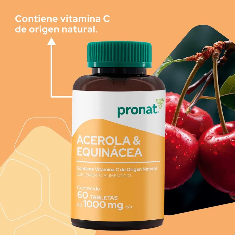 Acerola Equinácea Infantil Tabletas Masticables Sabor Frutas Pronat