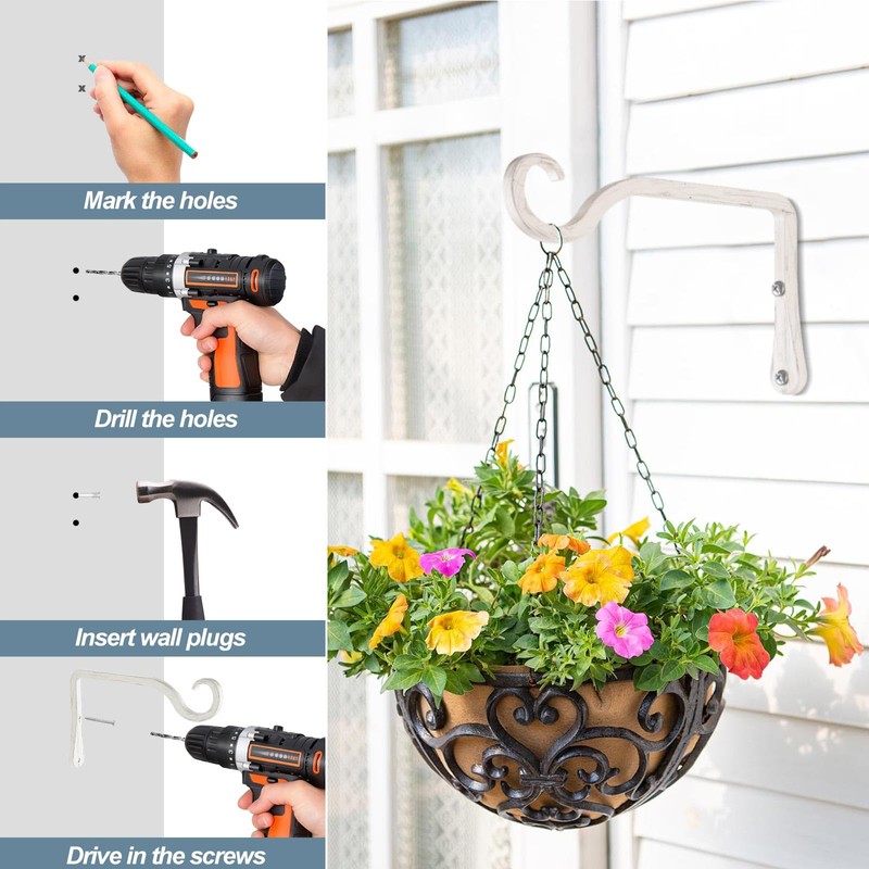 BOLITE Plant Hangers, 6 Inch Hanging Plant Brackets Outdoor Indoor,