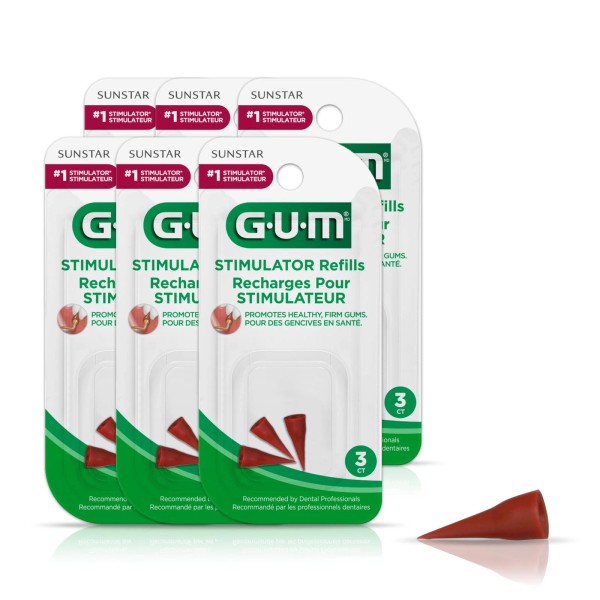 GUM Stimulator Refills - 3 Rubber Tips Included - Compatible