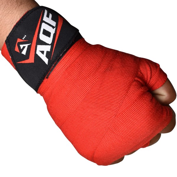 AQF Bande Boxe Mains De 4 Mètres De Bandage Élastique pour Les Sports De Combat, Boxe, MMA Et Cross Fitness Bande De Boxe (Rouge)