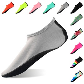 FANWINKJ Water Socks,Yoga Socks, Anti-Slip Breathable and Stylish Water Socks for Beach, Sports, Surf, and Swim, Men and Women,Gray-XL