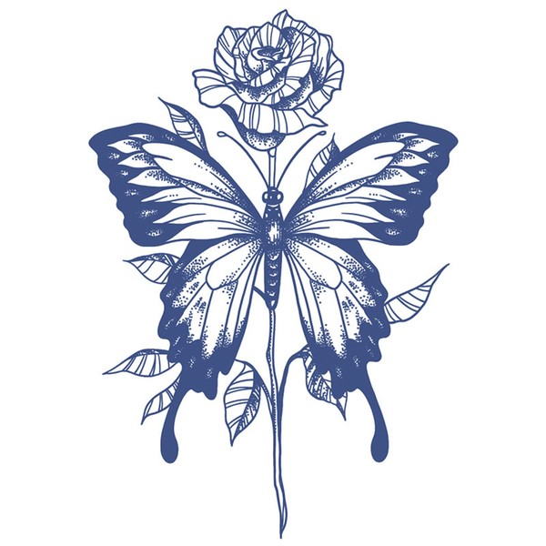 Nirbffo Large Butterfly Flower Waterproof Lasting Temporary Tattoo Women Tattoos
