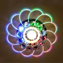 Modern Crystal 5W Colorful LED Ceiling Light Lamp Chandelier Lighting Flush Mount Fixture Pendant Lamp Living Room Porch Lighting LED Crystal Chandeliers Light for Kitchen Bedroom Hallway