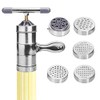Manual Noodle Pasta Maker Spaghetti Kitchen Tool Stainless Steel Press Machine Press Machine Pasta Maker with 5 Noodle Mould Fruit Juicer Squeezer (18.5x14cm)