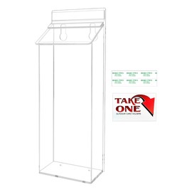 Marketing Holders Outdoor Trifold Brochure Holder Holds 4" x 9" Advertising Pamphlets Clear Acrylic Wall Mount Takeout Menu Box with Lid Includes Take One Sticker and Adhesive Strips