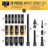 BOEN Pro 20-Piece 1/2" Drive Deep Impact SAE Socket Set,