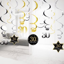 30th Birthday Party Hanging Swirls Decorations,22PCS Shiny Celebration Hanging Swirls Decorations for 30th Birthday Party Supplies,Birthday Party Decorations