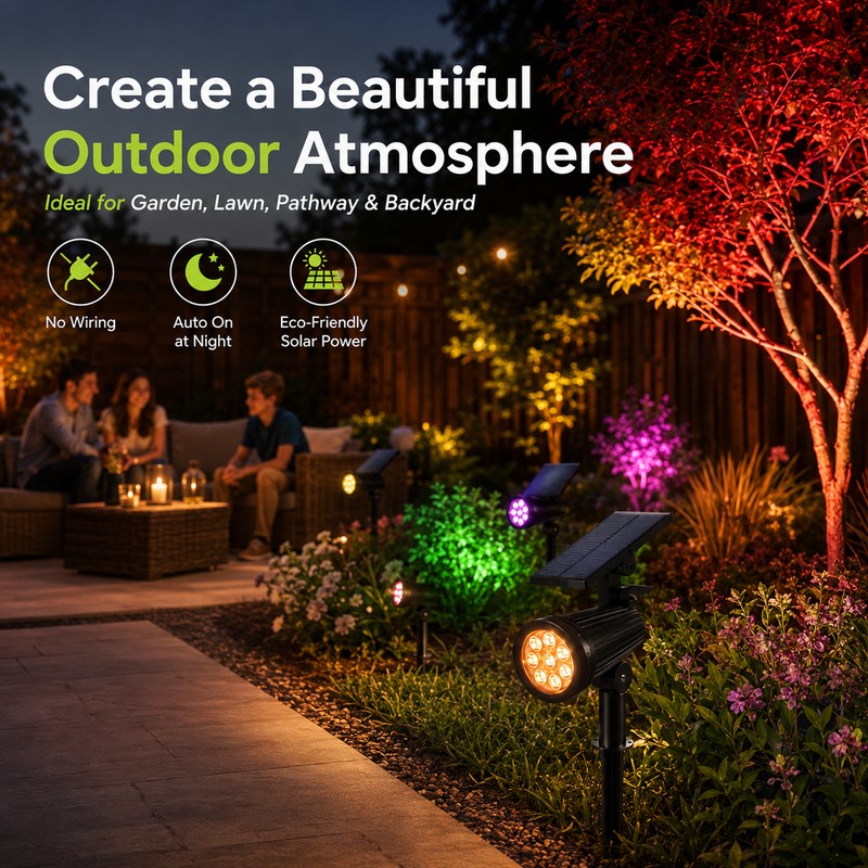 Solar Spot Light for Outdoor Decoration – 9-LED Adjustable Brightness