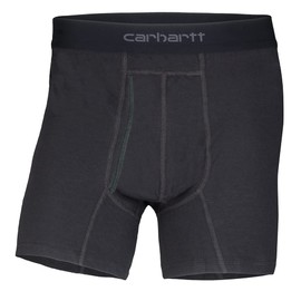 CARHARTT Men's Cotton Polyester 2 Pack Boxer Brief, Black, Large