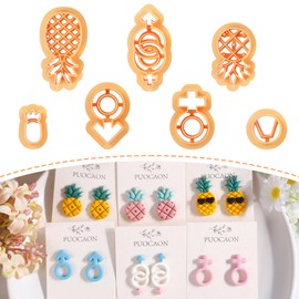 Puocaon Pineapple Polymer Clay Cutters - 7 Pcs Clay Cutters for Polymer Clay Jewelry, Unique Clay Cutters for Earrings, Male Female Symbol Clay Earring Cutters, Upside-Down Pineapple Clay Cutters