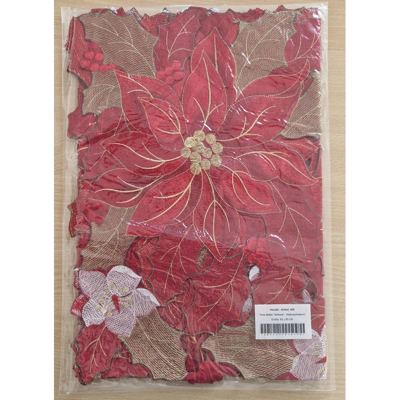 Christmas Winter Poinsettie Poinsettie Embroidery Polyester Tablecloth Approx. 85 x