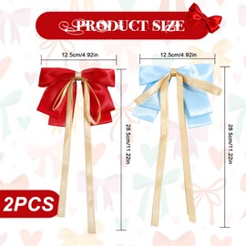 Bow Hair Clip Solid Color French Barrette with Long Silky Satin French Bow Hair Clip Soft Satin Silky Hair Bows Cute Gifts for Women Girls Stylish Trendy Hair Clips for All Occasions (B)