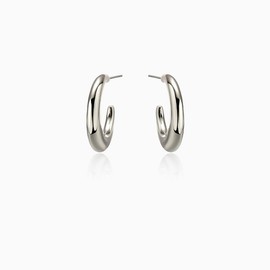 Huge Tomato Chunky Hoop Earrings in Silver or 14K Gold Plated Moon Gold Huggie Earrings and Sliver Huggie Earrings with S925 Pin