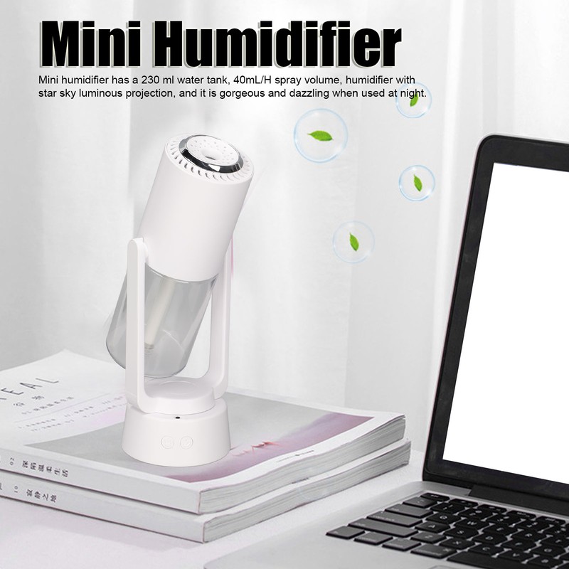 Mini Humidifier Negative Ion Purification 40mL/H Spray Volume Automatic Rotation