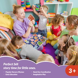 CHEFAN Felt/Flannel Board Story Set of 4, PRECUT Felt Pieces for Preschool Toddlers Circle Time,We are Going On A Bear Hunt, Mary Had A Little Lamb, Little Bo-Peep, Little Boy Blue