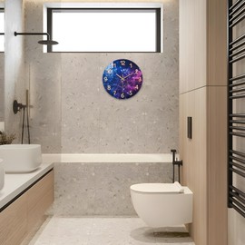 Tomopetime Blue Wall Clock Silent Non Ticking - Modern Wall Clocks Battery Operated - 10 Inch Round Wall Clocks for Kitchen Bathroom Office Bedroom Living Room Decor