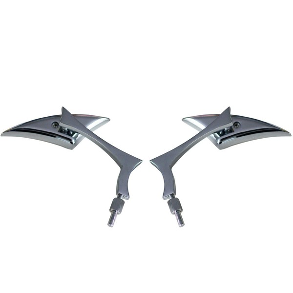 MotorToGo 1Pair Chrome CNC Spear Style Motorcycle Rear View Mirrors