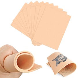 3MM Fake Tattoo Practice Skins: 10Pcs Double Sides Thick Silicone Practice Skin for Tattooing - 8 * 6'' Fake Skin for Beginners and Tattoo Artists Tattoo Supplies