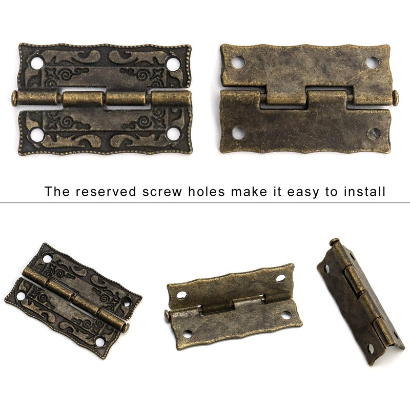 QWORK® 4 Sets Retro Hasps Latch Decorative Wood Jewelry Latch