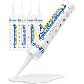 BEBOBLY RV Roof Sealant 4 Packs, Self Leveling Lap Sealant White, RV Caulking Sealant Waterproof, Flexible & Non-Cracking, RV Lap Sealant for Camper, Trailer & Motorhome Roof Repair, Secure Odorless