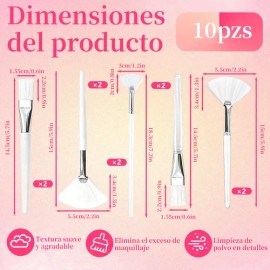 10 Pzs Brochas Mascarillas Faciales Serum Acido Spa Blanco                                                                                            