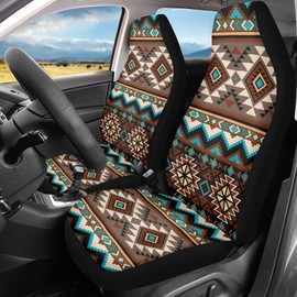 Bulopur Boho Car Seat Covers, 2 PCS Auto Seat Cover Pad for Front, Universal Vehicle Seats Cushion Pad Mat Automotive Interior Protection Accessories for Women