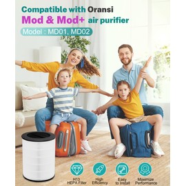 Byseacore Replacement Filter Compatible with Oransi mod/mod+ Air Purifier (Model MD01, MD02), 4-stage with HEPA(H13) Activated Carbon Filter, Only for Orange & Gray Handle Unit, 2 Count