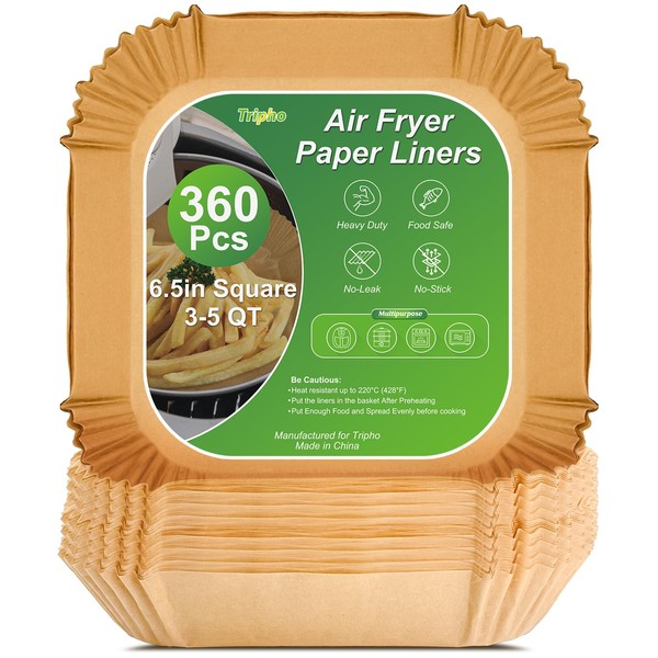 360 Pcs 6.5” Square Unbleached Heavy Duty Air Fryer Paper