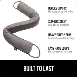 Gorilla Grip Heavy Duty Door Draft Stopper, Blocks Hot Cold Air Wind Noise for Gaps Up to 3” Under Doors, All Season Bottom Drafter Blocker, Easy Install Stoppers, Home Essentials, 32” Black Gray Paw