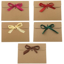 Create idea 50pcs Envelopes with Ribbon Kraft Paper Bow Envelope for Gift Cards, Thanksgiving Envelopes, Party Invitations, Greeting Cards Brown