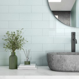 M MOFIT Metro Subway Tile Stickers Heat Resistant Stick on Tiles for Kitchen,Large Stick on Bathroom Wall Tiles Waterproof Glossy MM 100x300(Beige 16 PCS)