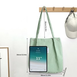 Bikasun Large Shoulder Bag Women's Cord Shoulder Bag Beach Bag Cord Bag Crossbody Bag Shopper Tote Bag Shopping Bag Handbag Shopper for Work Shopping School, light green