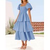 ZESICA Women's 2025 Summer Boho Midi Dress Short Puff Sleeve