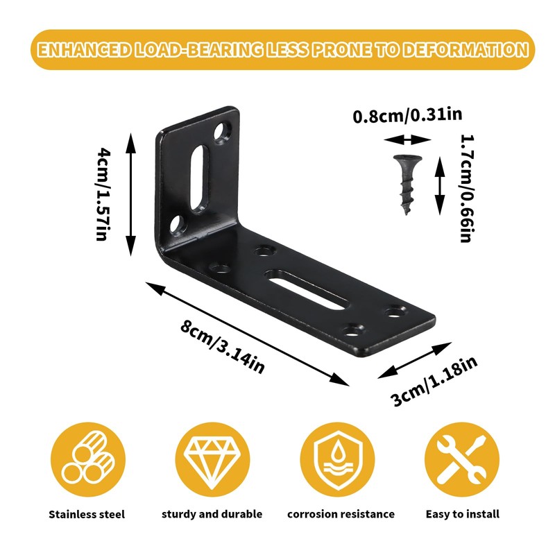 6 Pcs Thickened Angle Brackets, Adjustable Brackets with Long Slots,