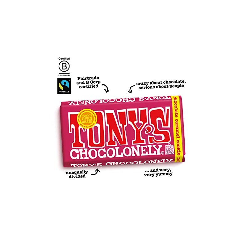 Tony’s Chocolonely Belgian Milk Chocolate Candy Bar With Caramel &