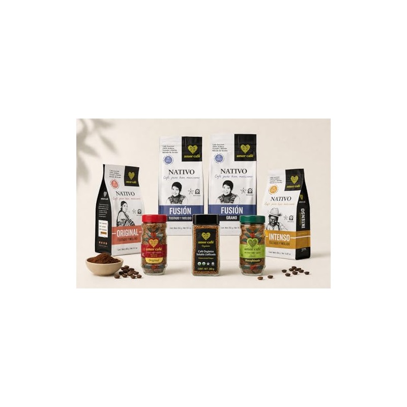 Amor Café Soluble Gourmet Mezcla Original, Café Instantáneo Premium, tostado