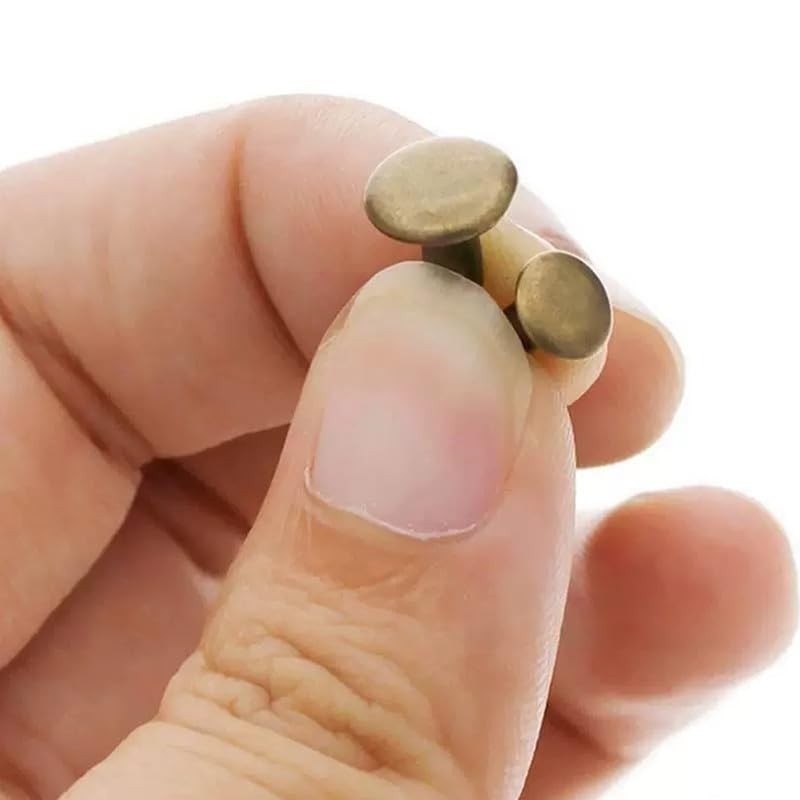 200 Pcs Leather Rivets, Bronze Metal Double Cap Rivets Snaps