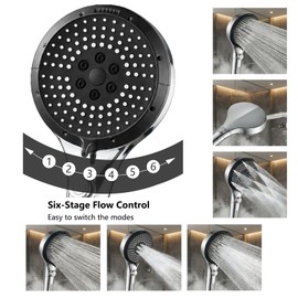 Gugolar Filtered Shower Head with Handheld, High Pressure 6-Mode Water Softener for Hard Water, 12 Replacement Filters, 75" Anti-Burst Extra Long Hose & Adjustable Bracket for Healthier Skin and Hair