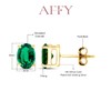 AFFY 8X6MM Oval Shape Birthstone Simulated Emerald Solitaire Stud Earrings