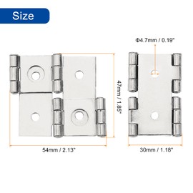 uxcell Double Acting Hinges Folding Screen, 6Pcs 2.13" Double Swing Hinges Retro Style 270 Degree Rotation Screen Door Hinges, Nickel Silver