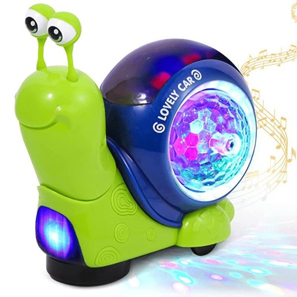 Interactive Musical Light-Up Snail & Hermit Crab Toy, Cute Unisex