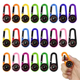 ZOCONE Pack of 22 Mini Compass Children's Compass Key Chains Small with Carabiner Hook Multicoloured Portable Compass Children's Birthday for Camping Outdoor Hiking Bushcraft