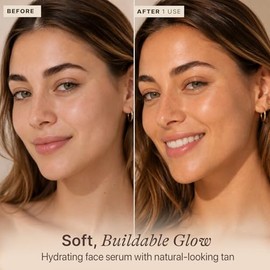 Suero bronceador facial, fabricado en Estados Unidos con ingredientes naturales y orgánicos, autobronceador sin sol para la cara con ácido hialurónico