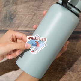 Die Cut Sticker Whistler, Canada, Snowboarder, Contour Vinyl Sticker 1 to 3 inches (Waterproof Decal for Cars, Water Bottles, Laptops, Coolers), Small