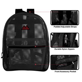 24 Pack Bulk Mesh Backpacks for School Kids, Adults, Beach, and Travel, 17" Mesh Backpacks in Bulk