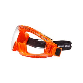 Defender Safety DVP2 Clear Safety Goggles, Eye Protection, Anti Fog, Impact & Chemical Resistant, ANSI Z87+ (Orange)