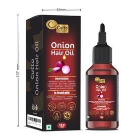 Onion Hair Oil (4 fl.oz / 118 ml) I Enriched with a blend of 15 oils and extracts I Supports long, lustrous & shiny hair I No mineral