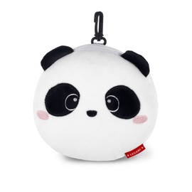 Legami - Cuscino da Viaggio con Mascherina da Notte, Chiusura a Zip, Salvaspazio, Gancio per un Trasporto comodo, 16x16 cm, Tema Panda