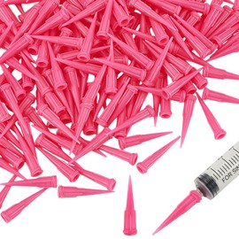 BENECREAT 200Pcs Pink Plastic Tapered Pinhead, 20 Gauge Blunt Tip Dispensing Neddle mit Luer Connector für Öl, Tinten, UV-härtende Klebstoffe, Lötpaste, Dichtstoffe Epoxie
