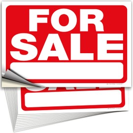 iSYFIX For Sale Signs Stickers – 12 Pack 14x10 Inch – Premium Self-Adhesive Vinyl, Decal, Indoor & Outdoor Advertising Signage for Houses, Vehicles and More
